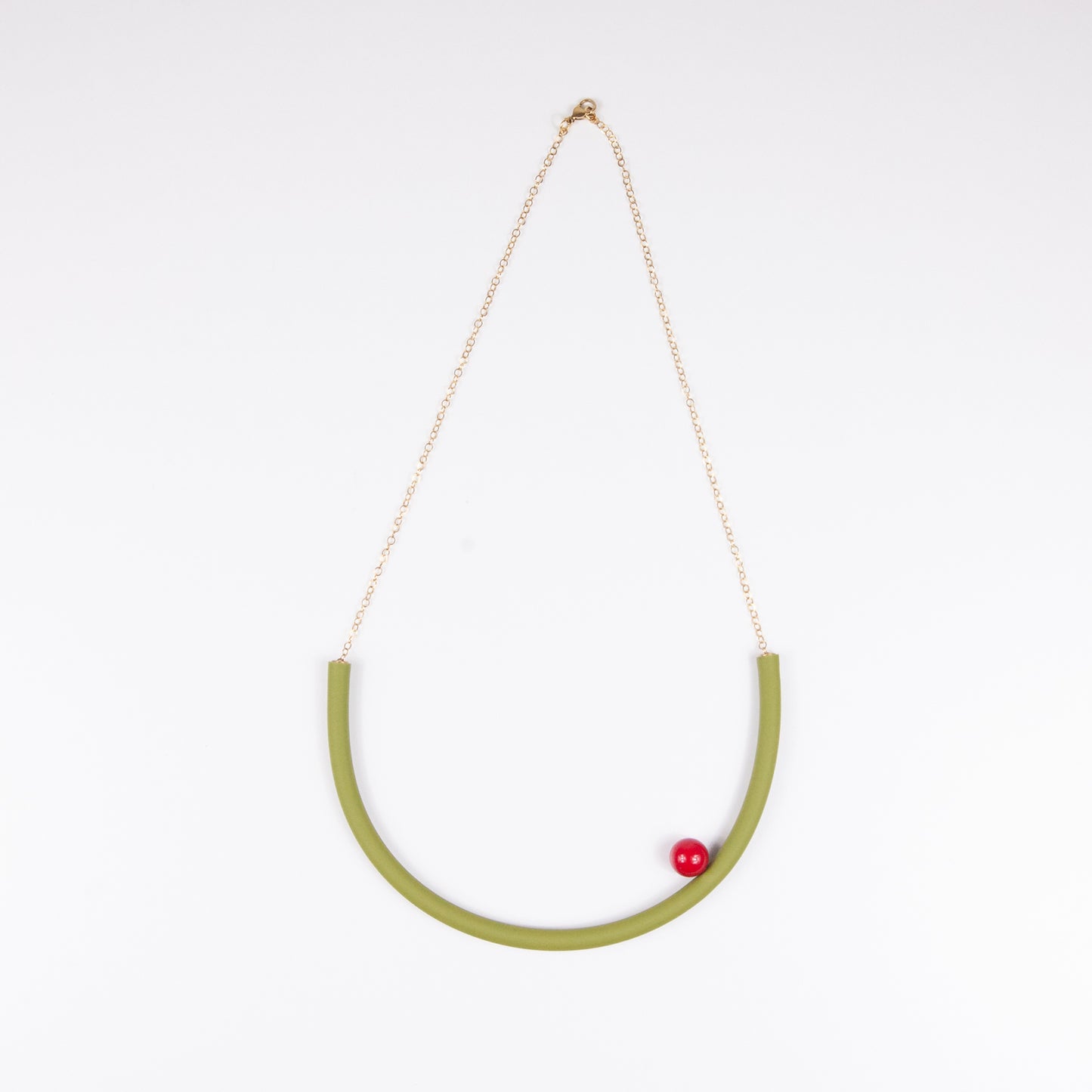 Collana rotonda BILICO - verde / perla rossa