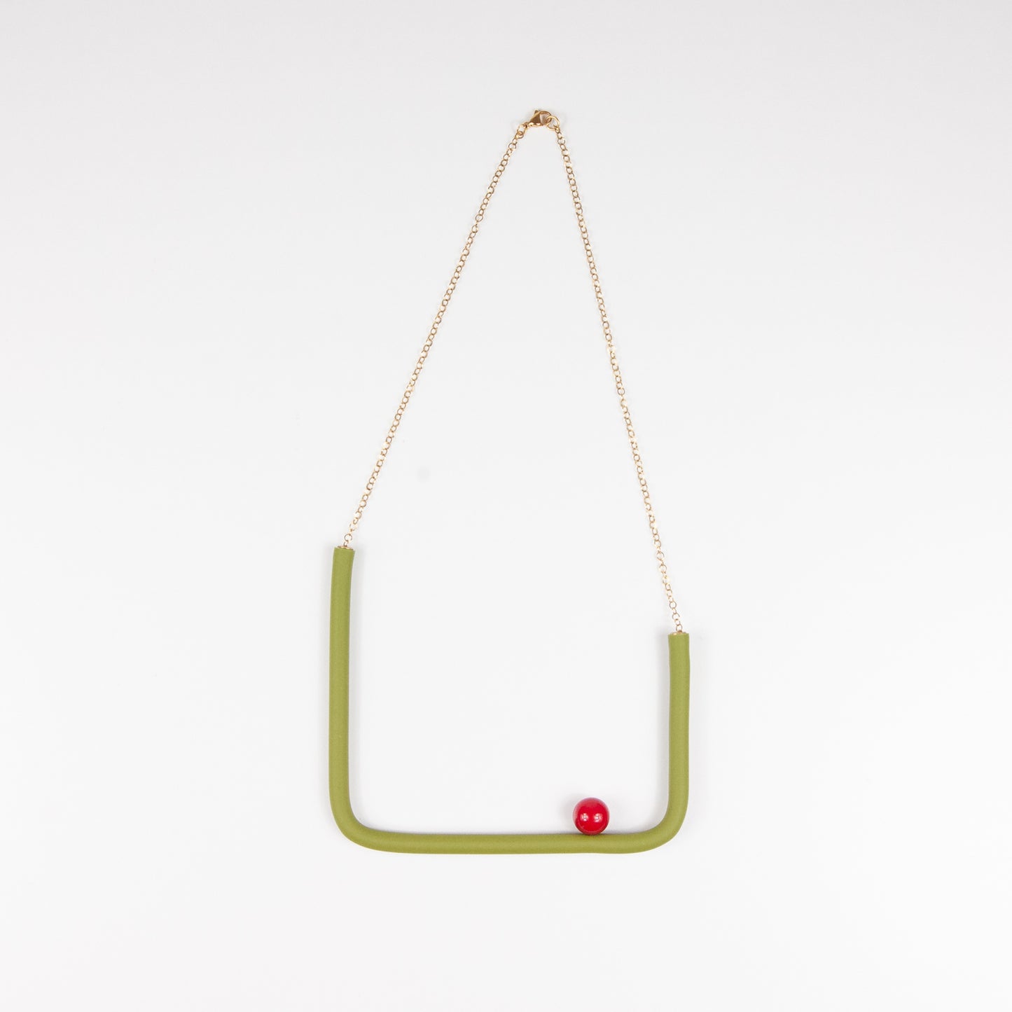 Collana quadrata BILICO - verde / perla rossa