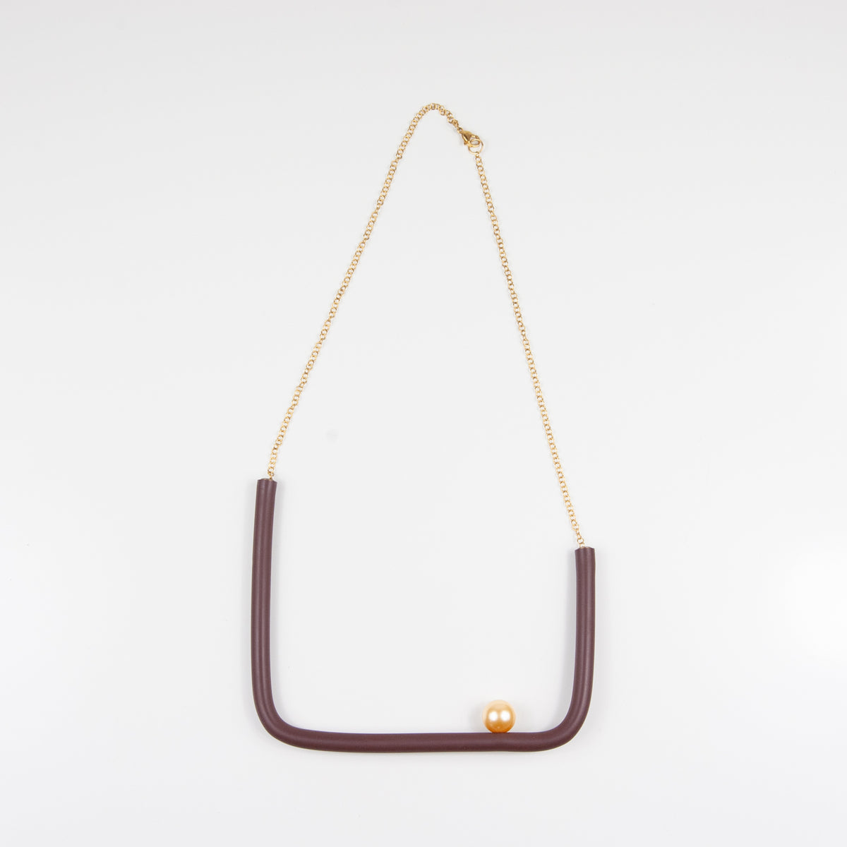 Collana quadra BILICO - marrone / perla oro