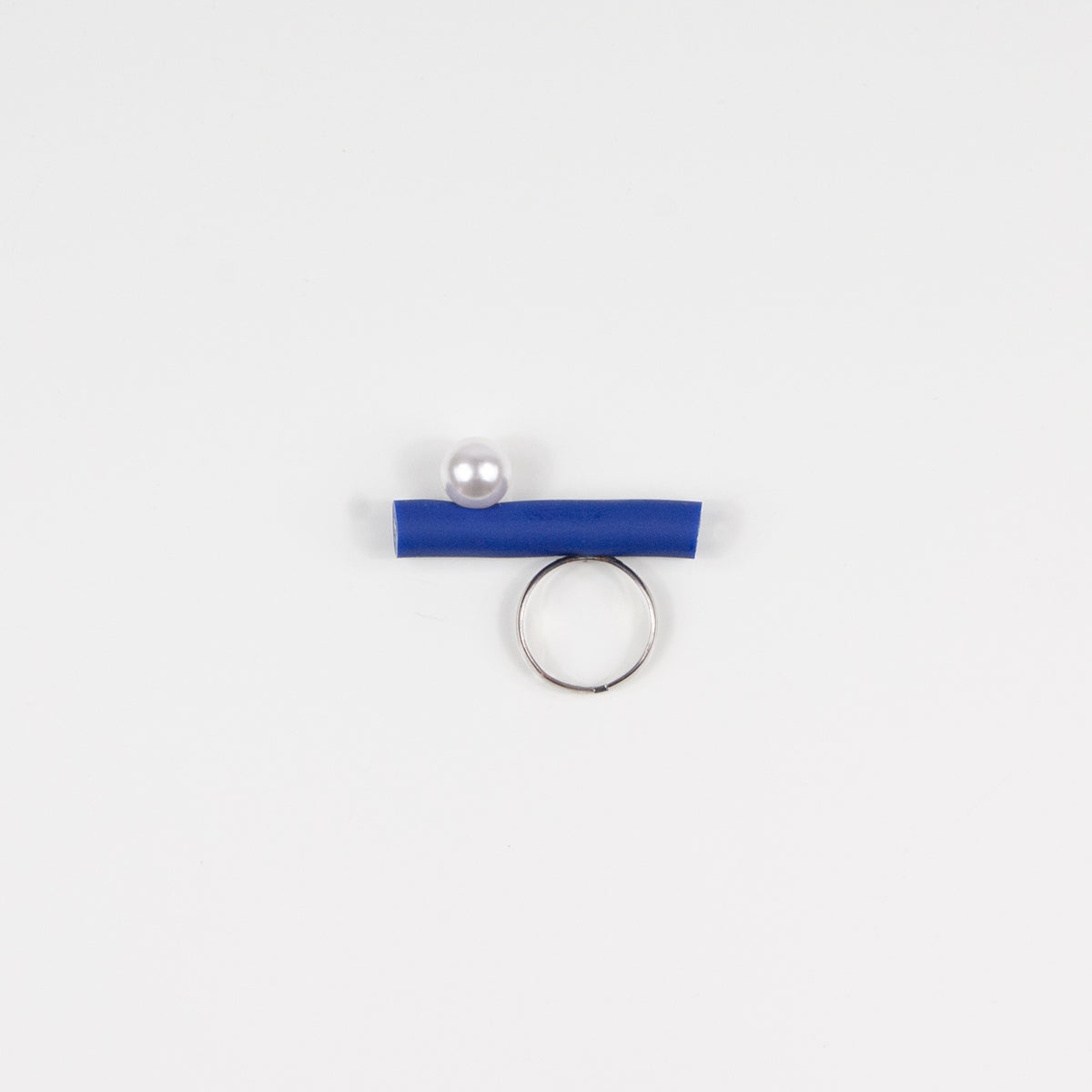 Anello BILICO - blu inchiostro / perla bianca