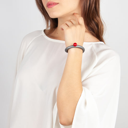BILICO bracelet - grey / red pearl