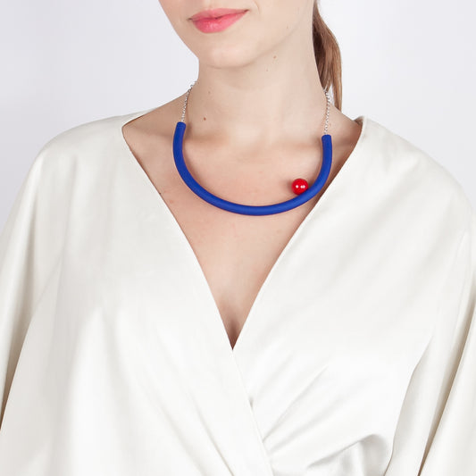 BILICO choker - ink blue / red pearl