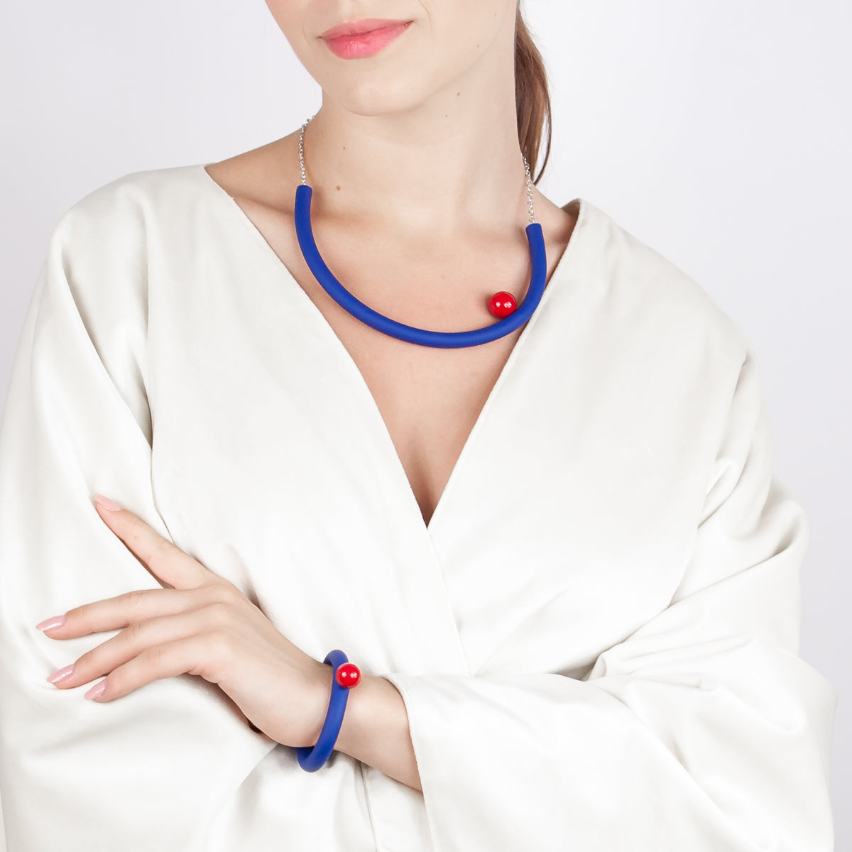 BILICO choker - ink blue / red pearl
