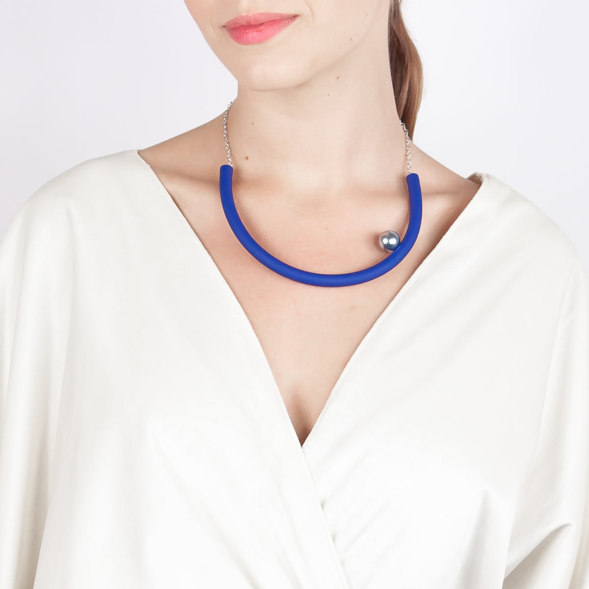 BILICO choker - ink blue / silver pearl