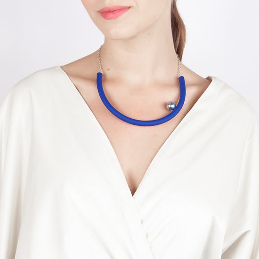BILICO choker - ink blue / silver pearl