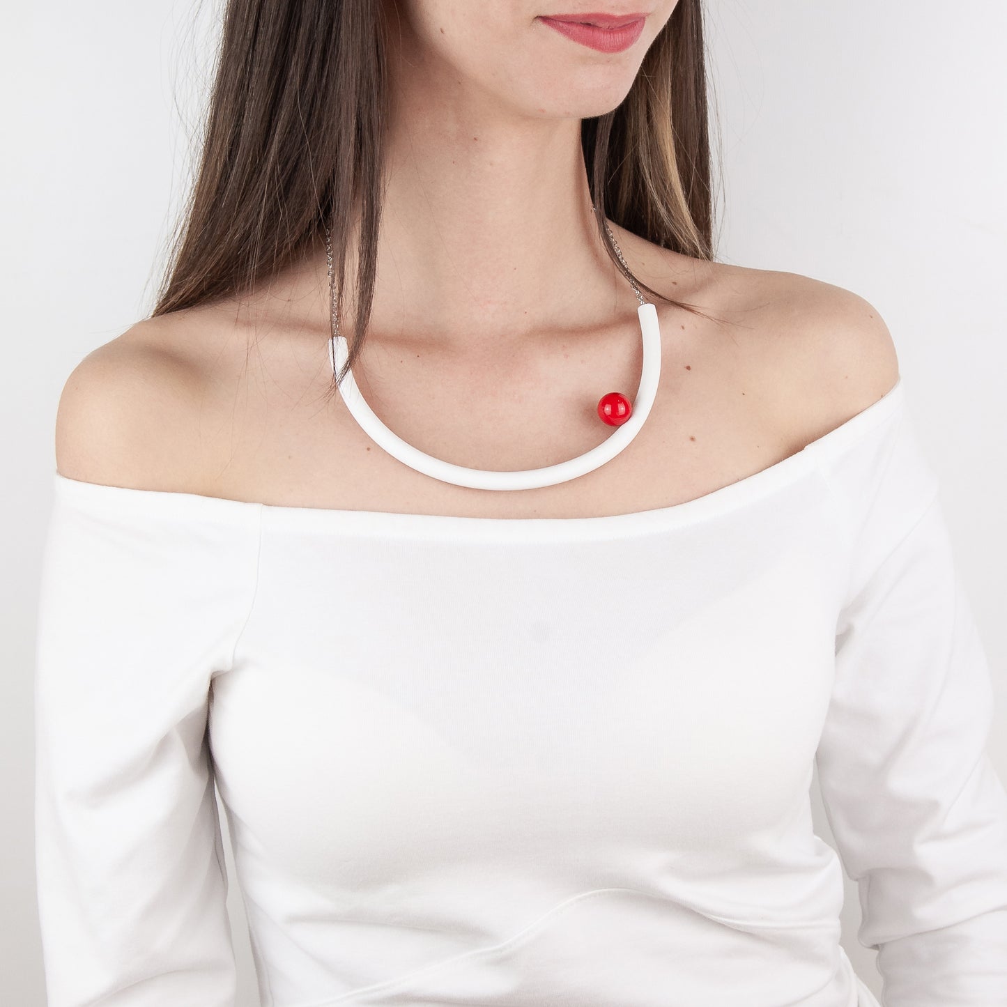 BILICO choker - white / red pearl
