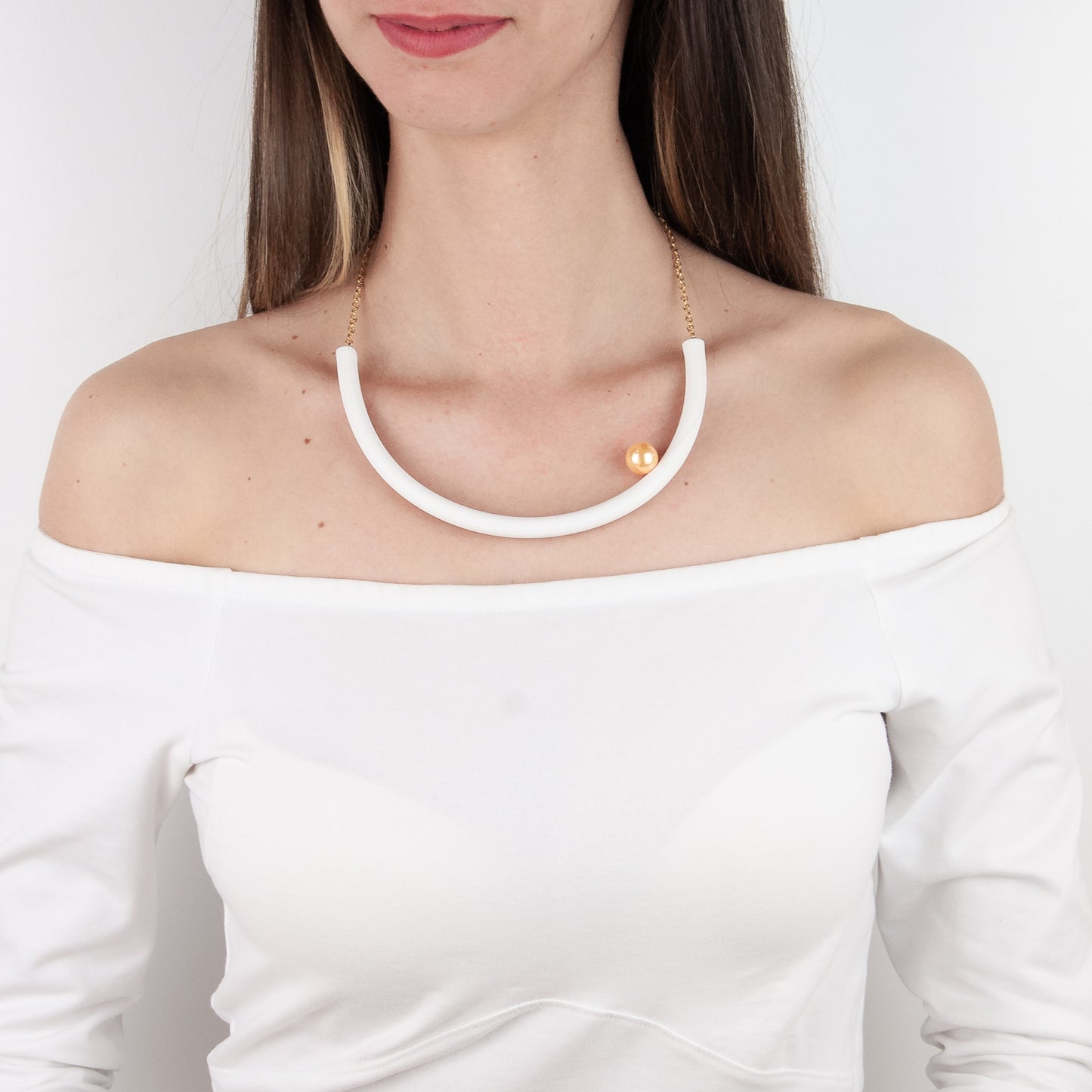 BILICO choker - white / gold pearl