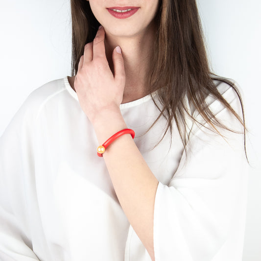 Bracciale BILICO - rosso aragosta / perla oro