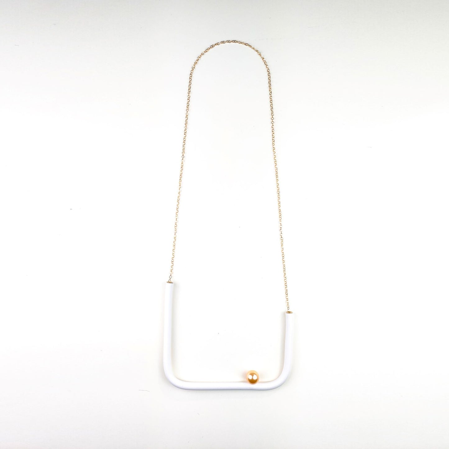 BILICO square necklace - white / gold pearl