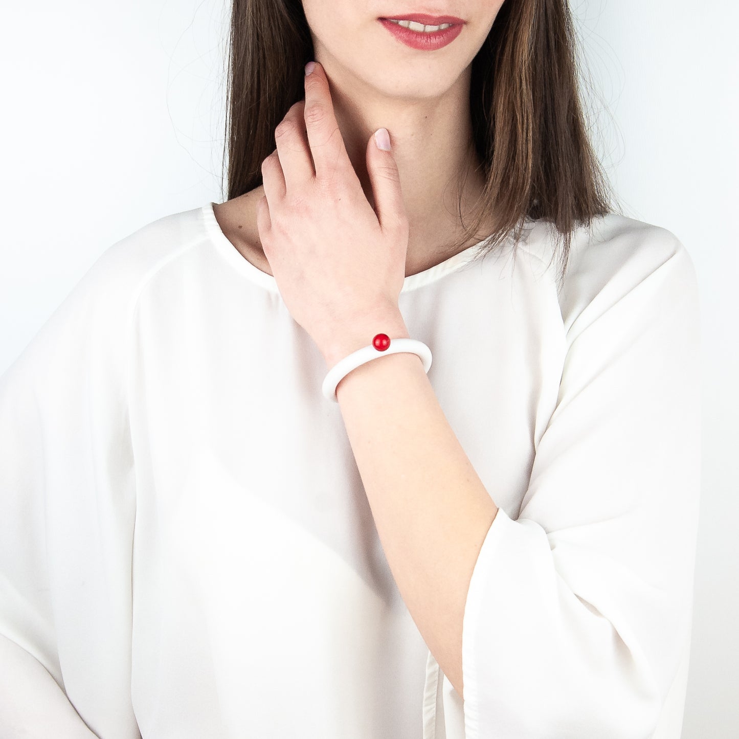 Bracciale BILICO - bianco / perla rossa