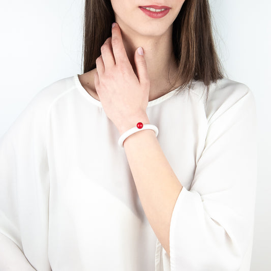 Bracciale BILICO - bianco / perla rossa