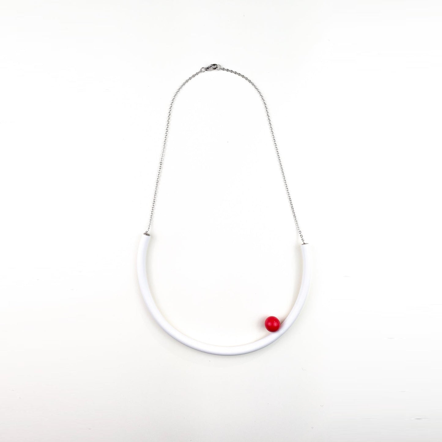 BILICO round necklace - white / red pearl