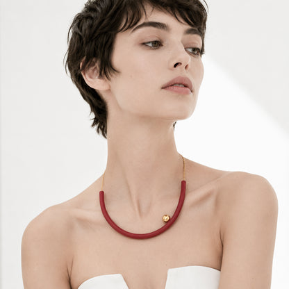 Girocollo BILICO - rosso  / perla oro