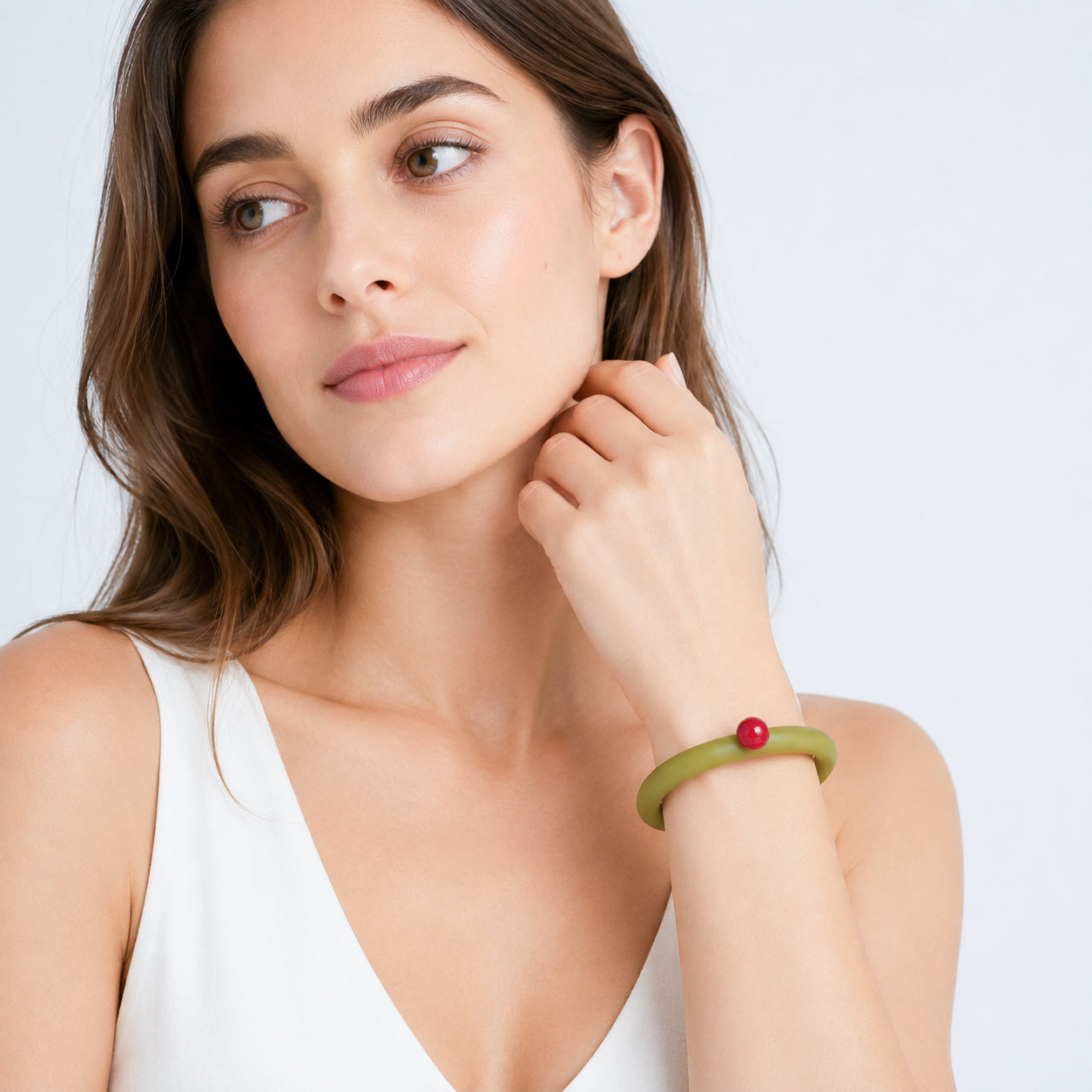 Bracciale BILICO - verde / perla rossa