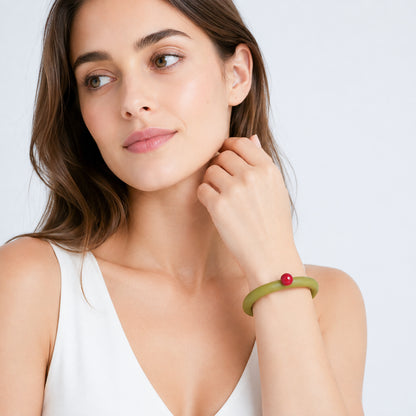 Bracciale BILICO - verde / perla rossa