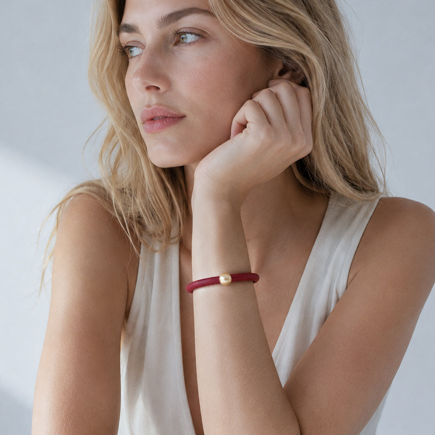 Bracciale BILICO - rosso / perla oro