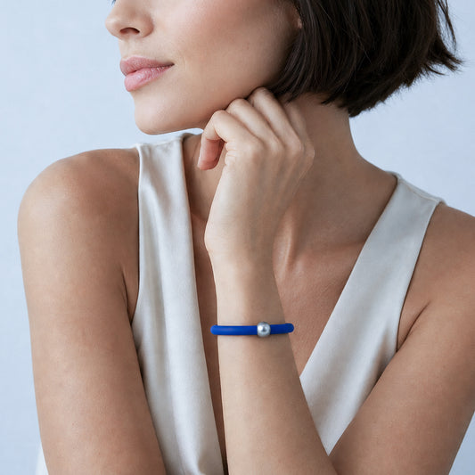 Bracciale BILICO - blu inchiostro / perla argento