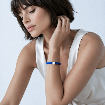 Bracciale BILICO - blu inchiostro / perla bianca