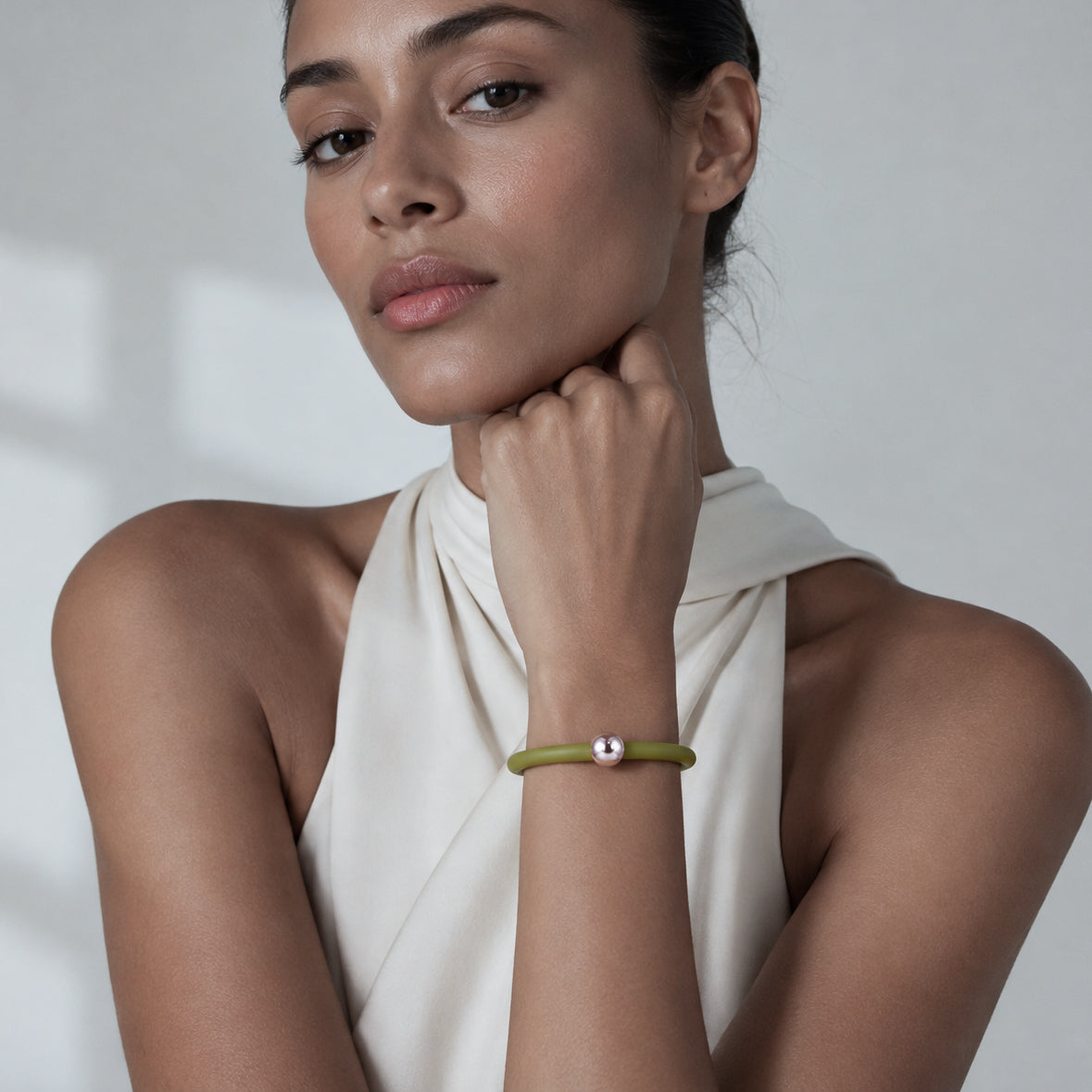 Bracciale BILICO - verde / perla caramello