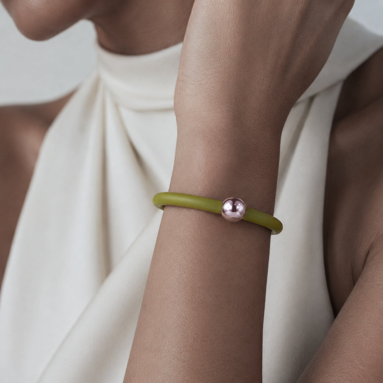 Bracciale BILICO - verde / perla caramello