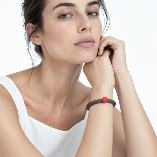 Bracciale BILICO - marrone / perla rossa