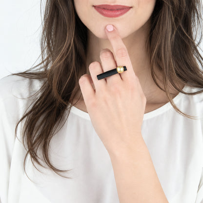 Anello BILICO - nero / perla oro
