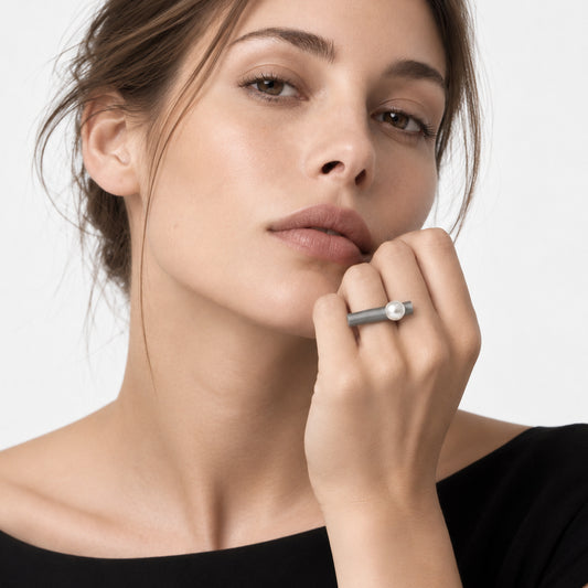 Anello BILICO -  grigio / perla bianca
