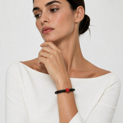 Bracciale BILICO - nero / perla rossa