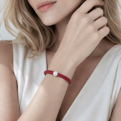 Bracciale BILICO - rosso / perla bianca