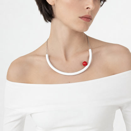 BILICO choker - white / red pearl