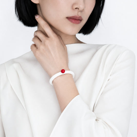 Bracciale BILICO - bianco / perla rossa