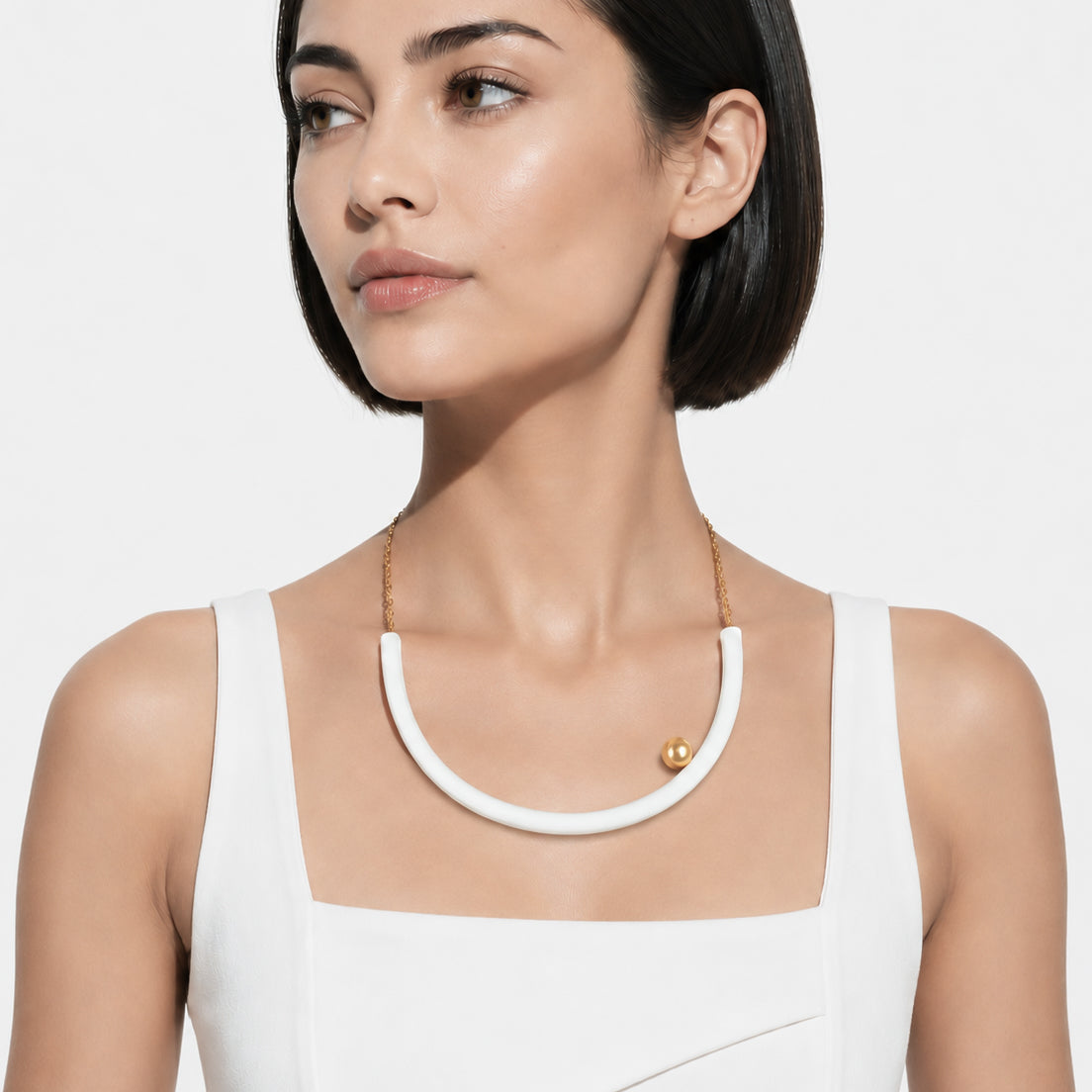 Girocollo BILICO - bianco / perla oro