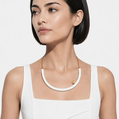 Girocollo BILICO - bianco / perla oro