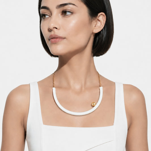 Girocollo BILICO - bianco / perla oro