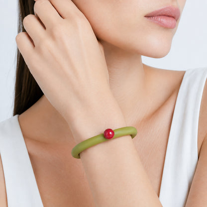 Bracciale BILICO - verde / perla rossa