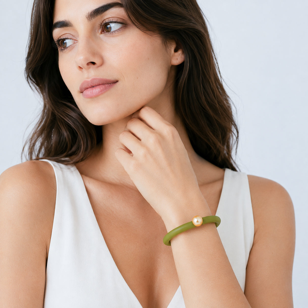 BILICO bracelet - green / gold pearl