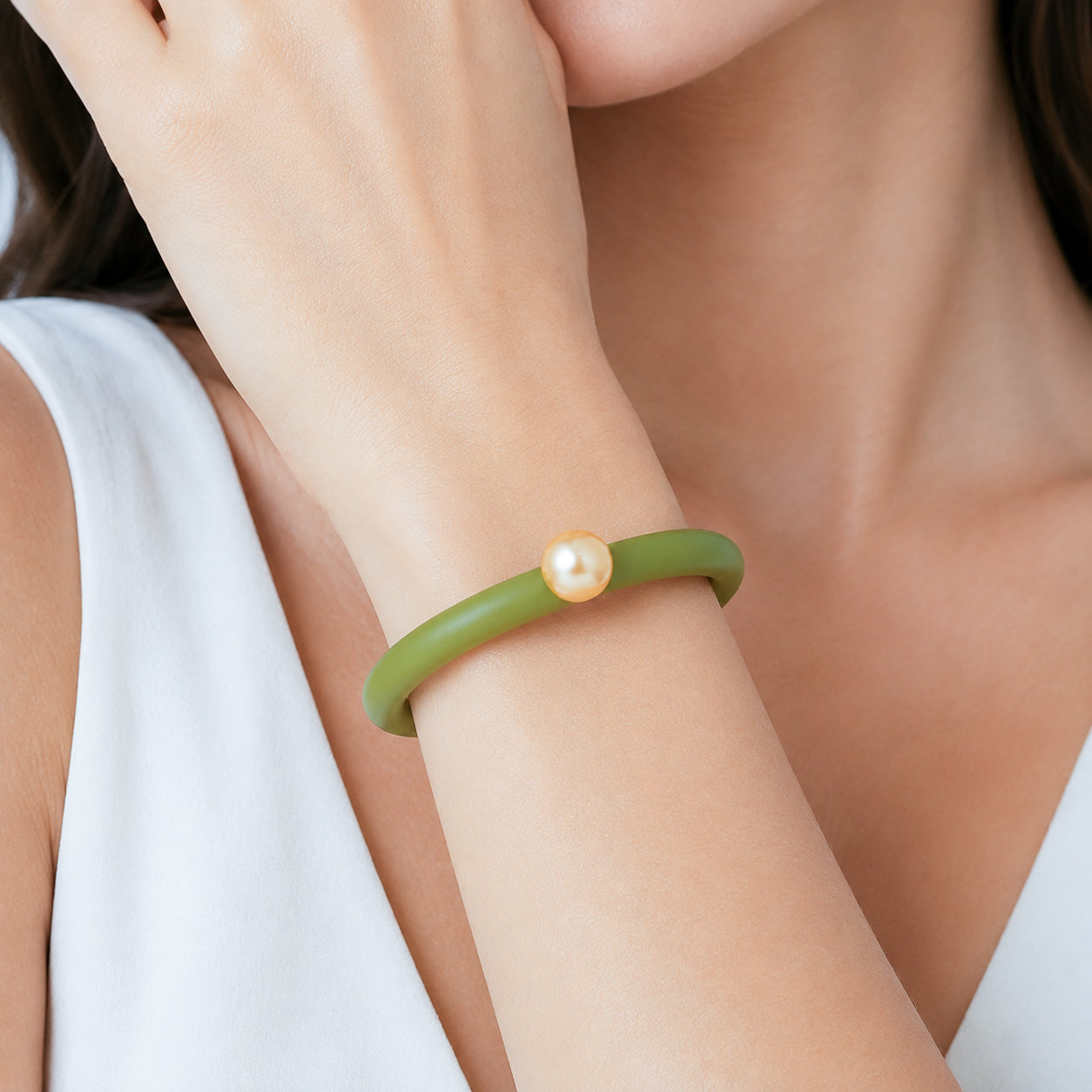 BILICO bracelet - green / gold pearl