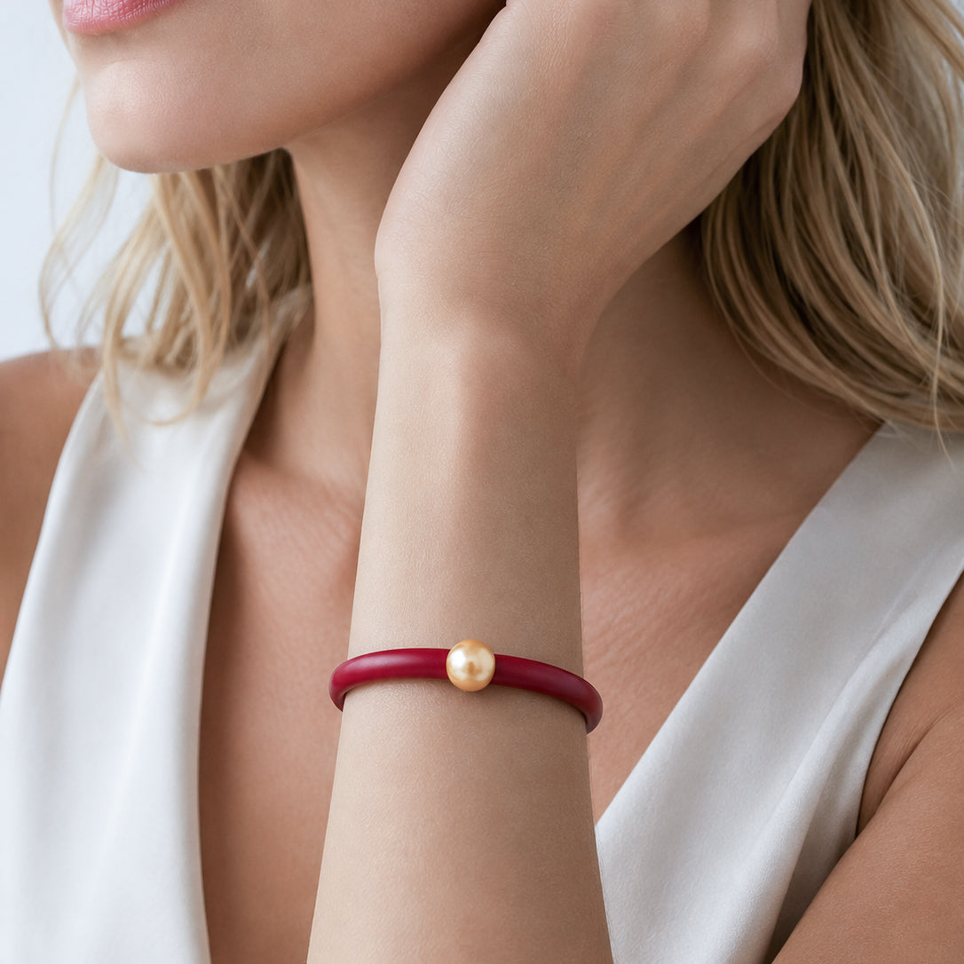 Bracciale BILICO - rosso / perla oro