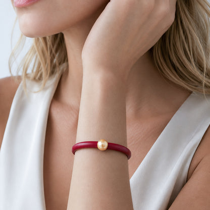 Bracciale BILICO - rosso / perla oro