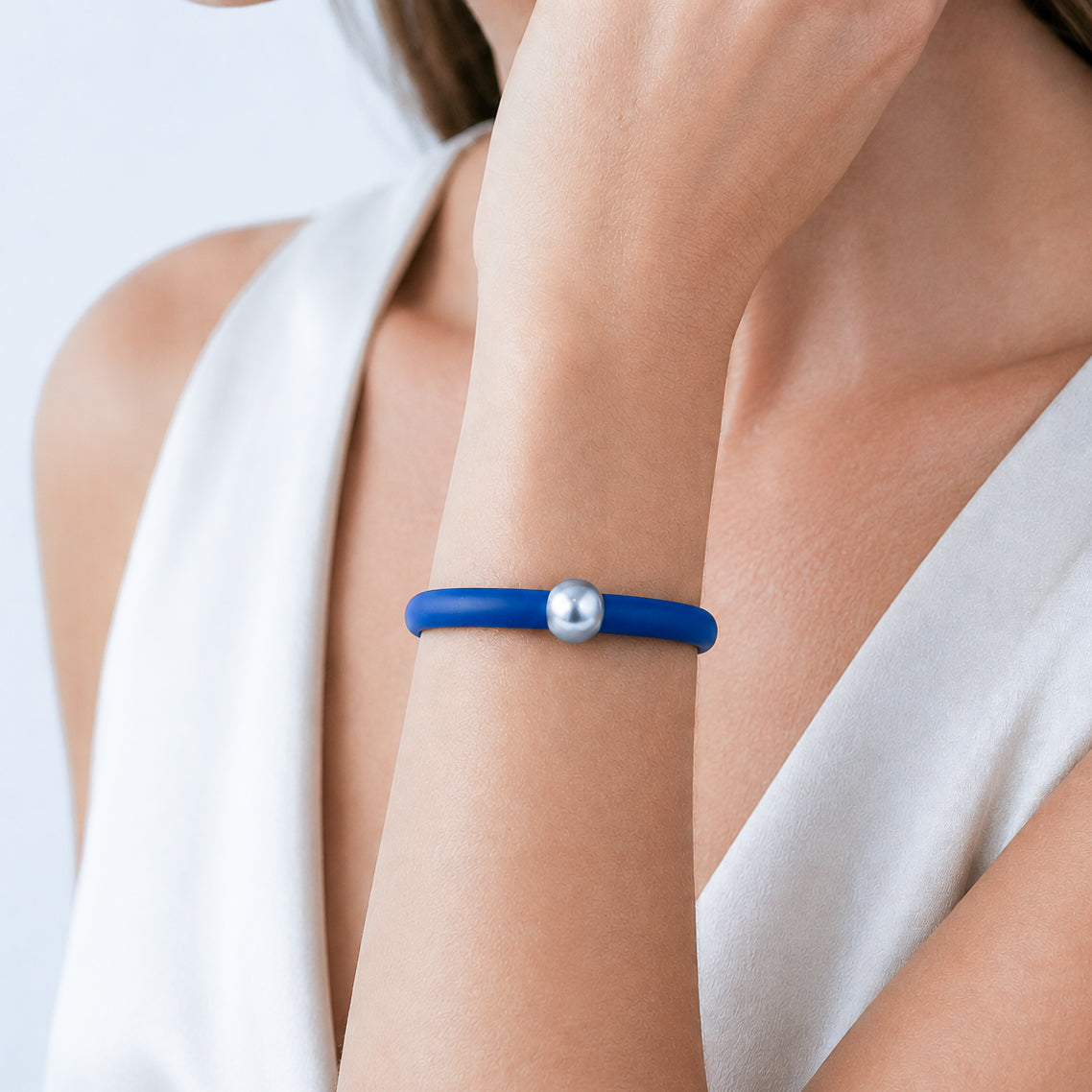 Bracciale BILICO - blu inchiostro / perla argento