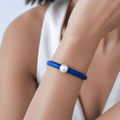 Bracciale BILICO - blu inchiostro / perla bianca