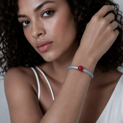 Bracciale BILICO - grigio / perla rossa