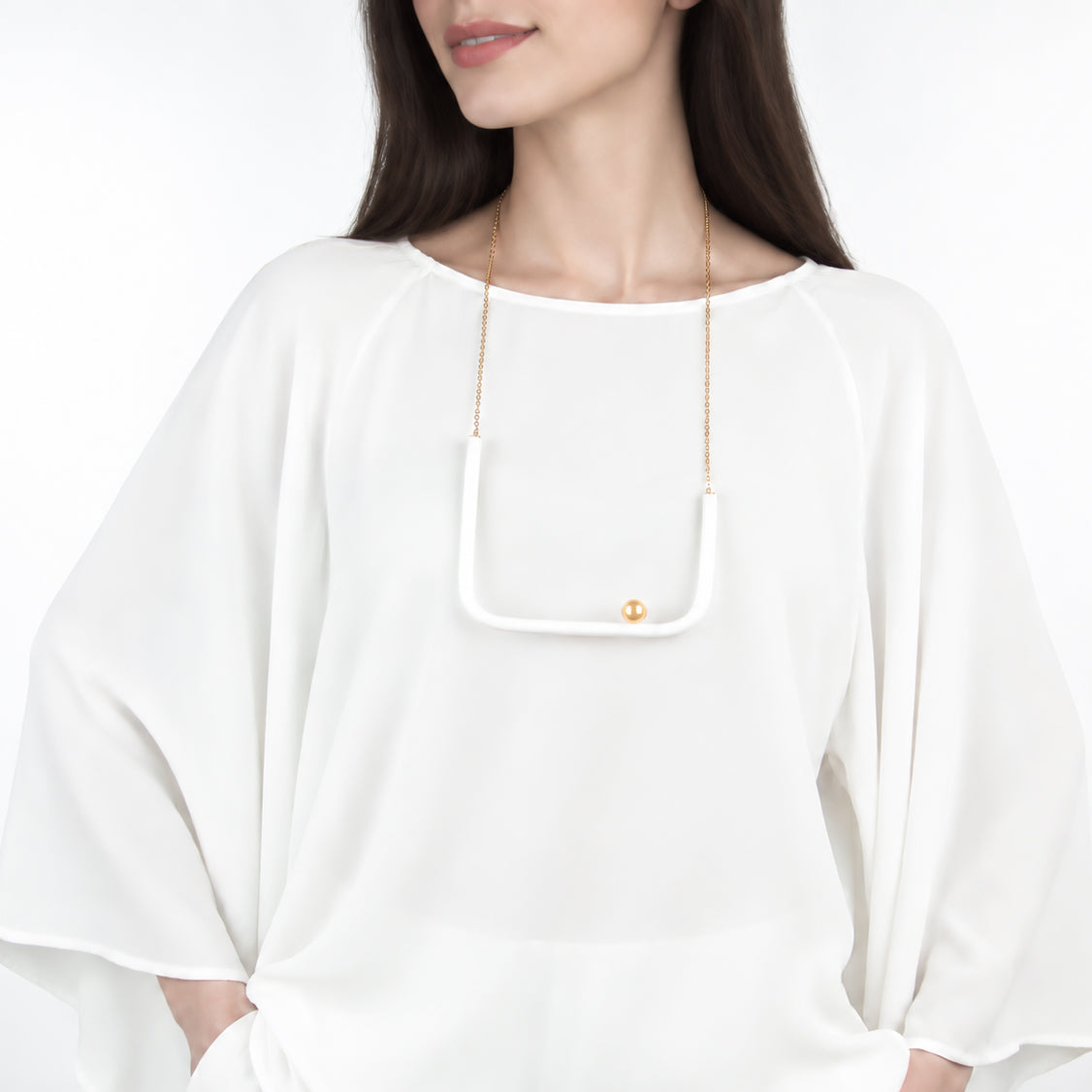Collana BILICO quadra - bianco / perla oro