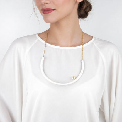 BILICO round necklace - white / gold pearl