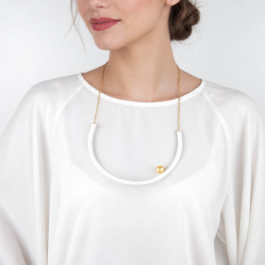BILICO round necklace - white / gold pearl