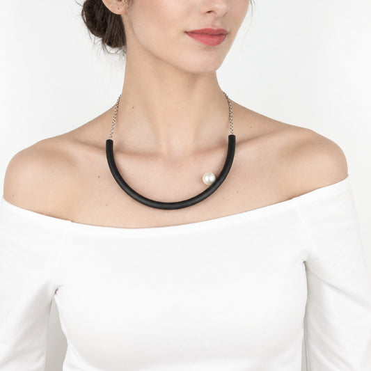 BILICO choker - black / white pearl