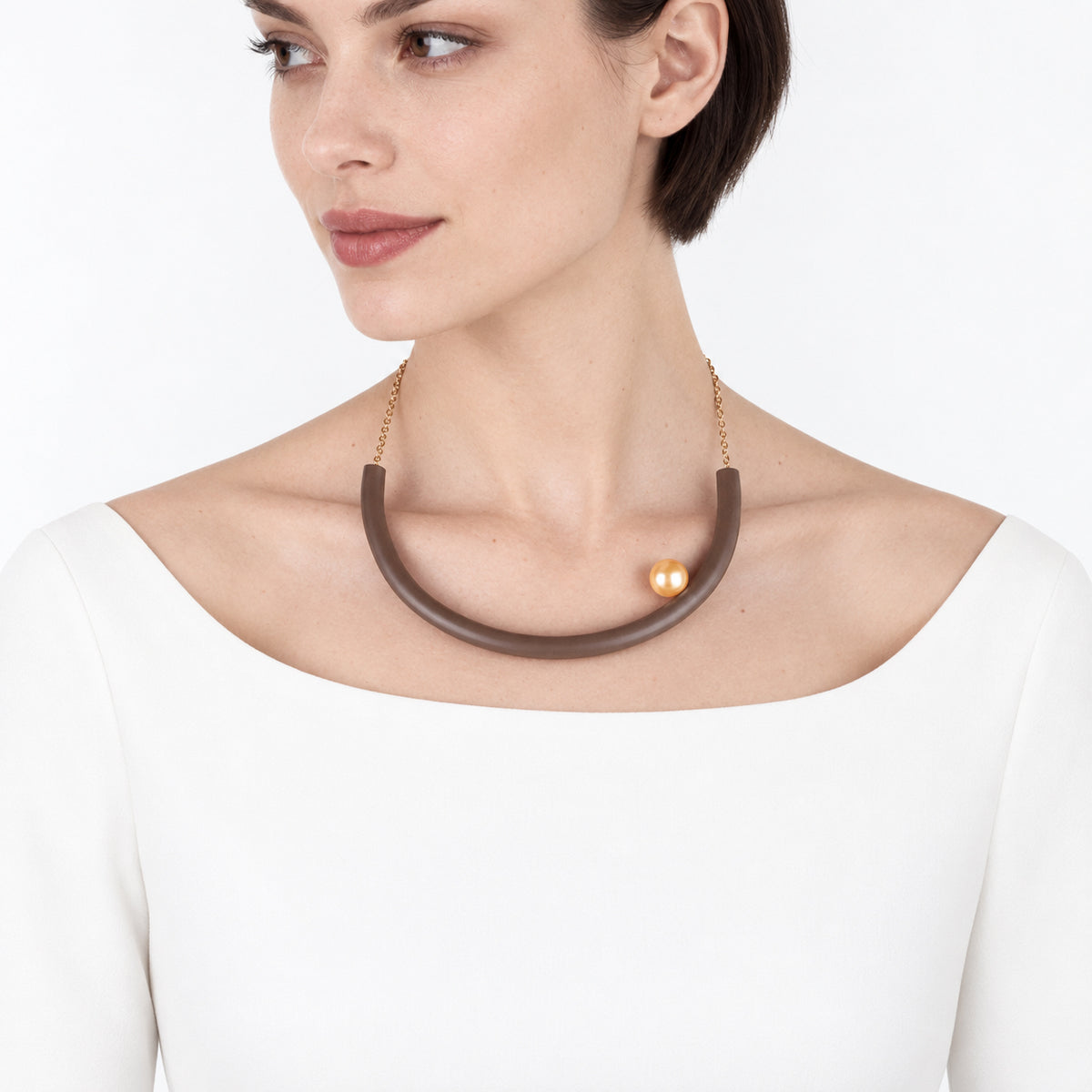 Girocollo BILICO - marrone / perla oro