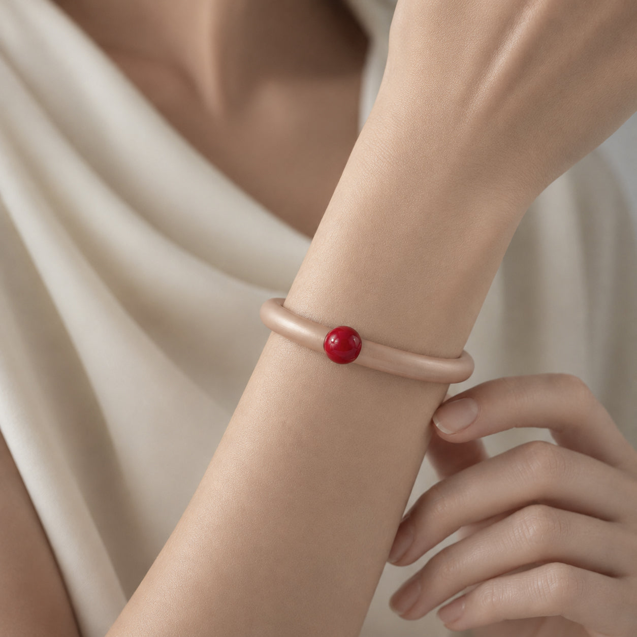 Bracciale BILICO - dorato / perla rossa