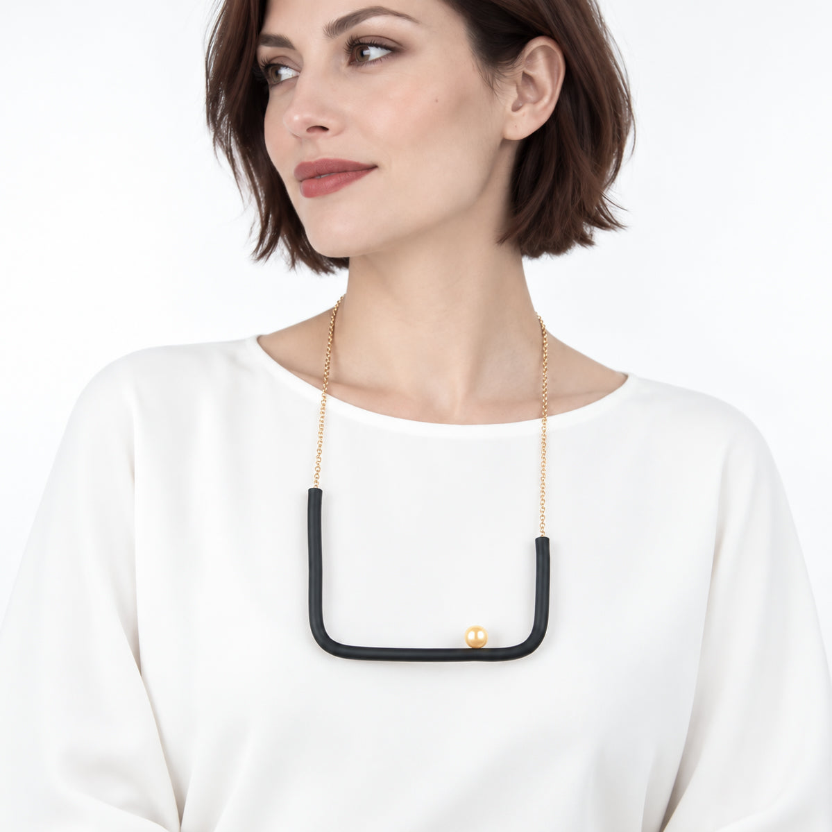 Collana quadra BILICO - nero / perla oro