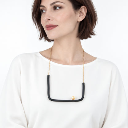 Collana quadra BILICO - nero / perla oro
